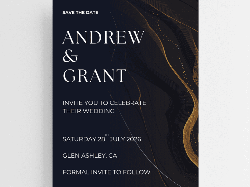 Elegant Black and Gold Wedding Invitation